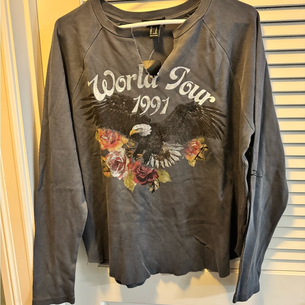 World Tour 1991 Graphic Long Sleeve Top - Gray